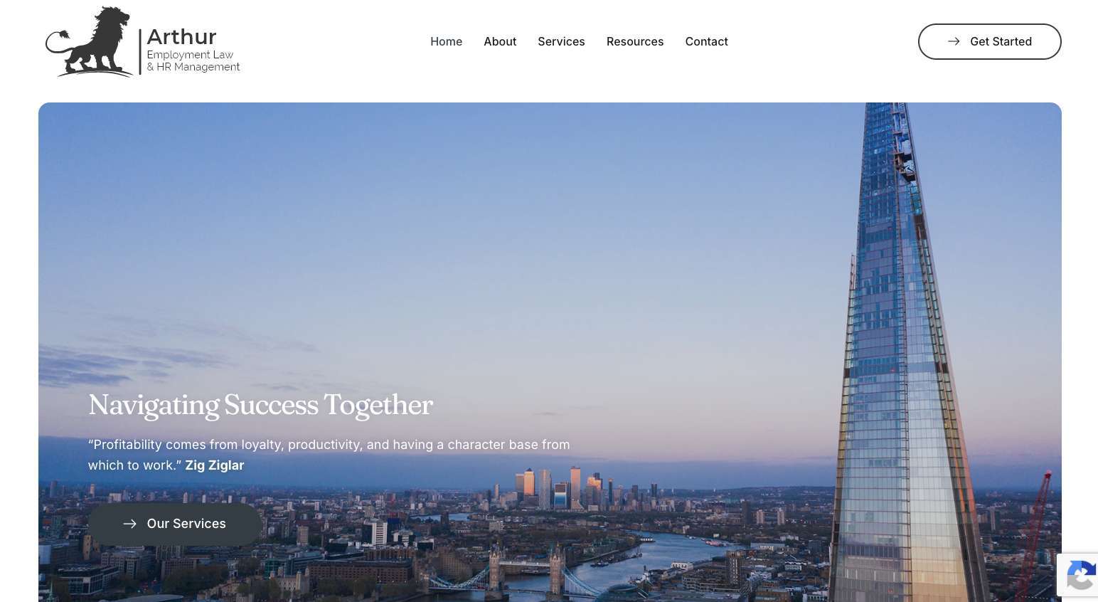 Arthur Employment Law website homepage