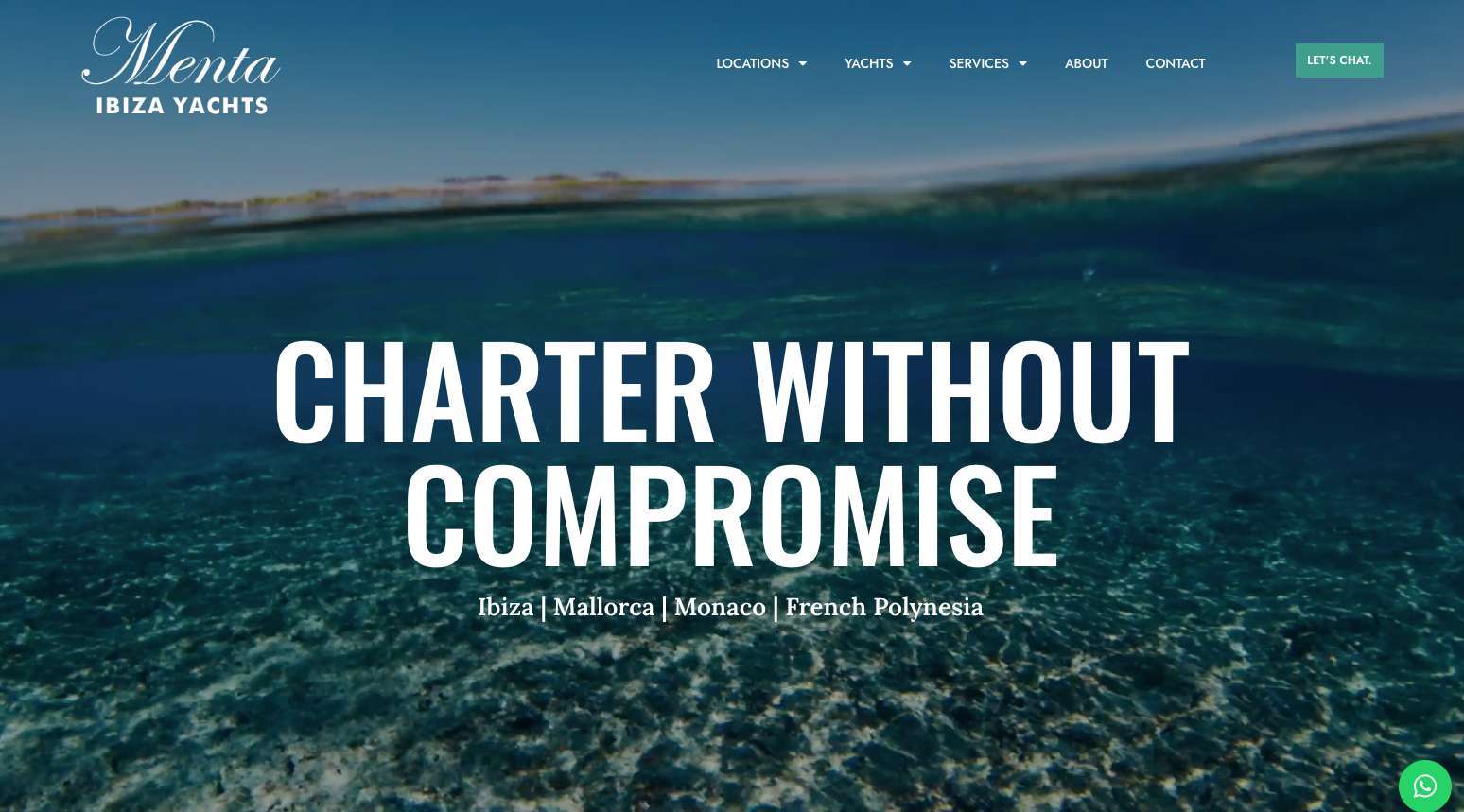 Menta Ibiza Yachts website homepage