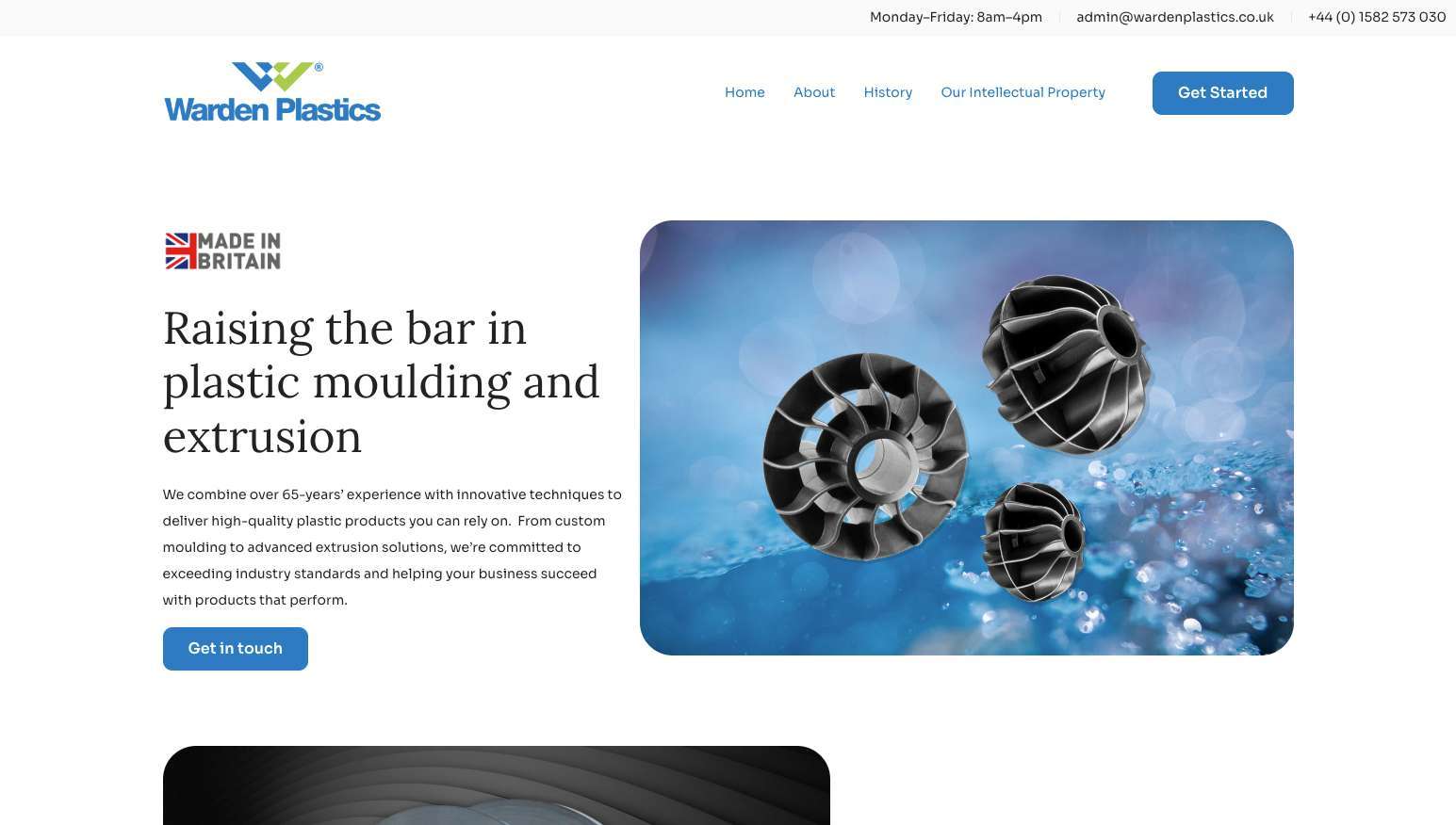 Warden Plastics website homepage